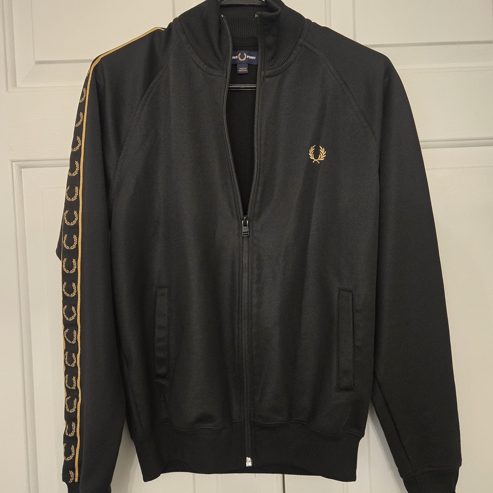 Fred Perry Black Jacket with Gold Accents